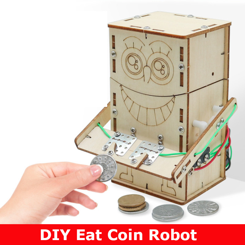 Kids Education Money - Wooden Electric Powered Eat Coin Robot