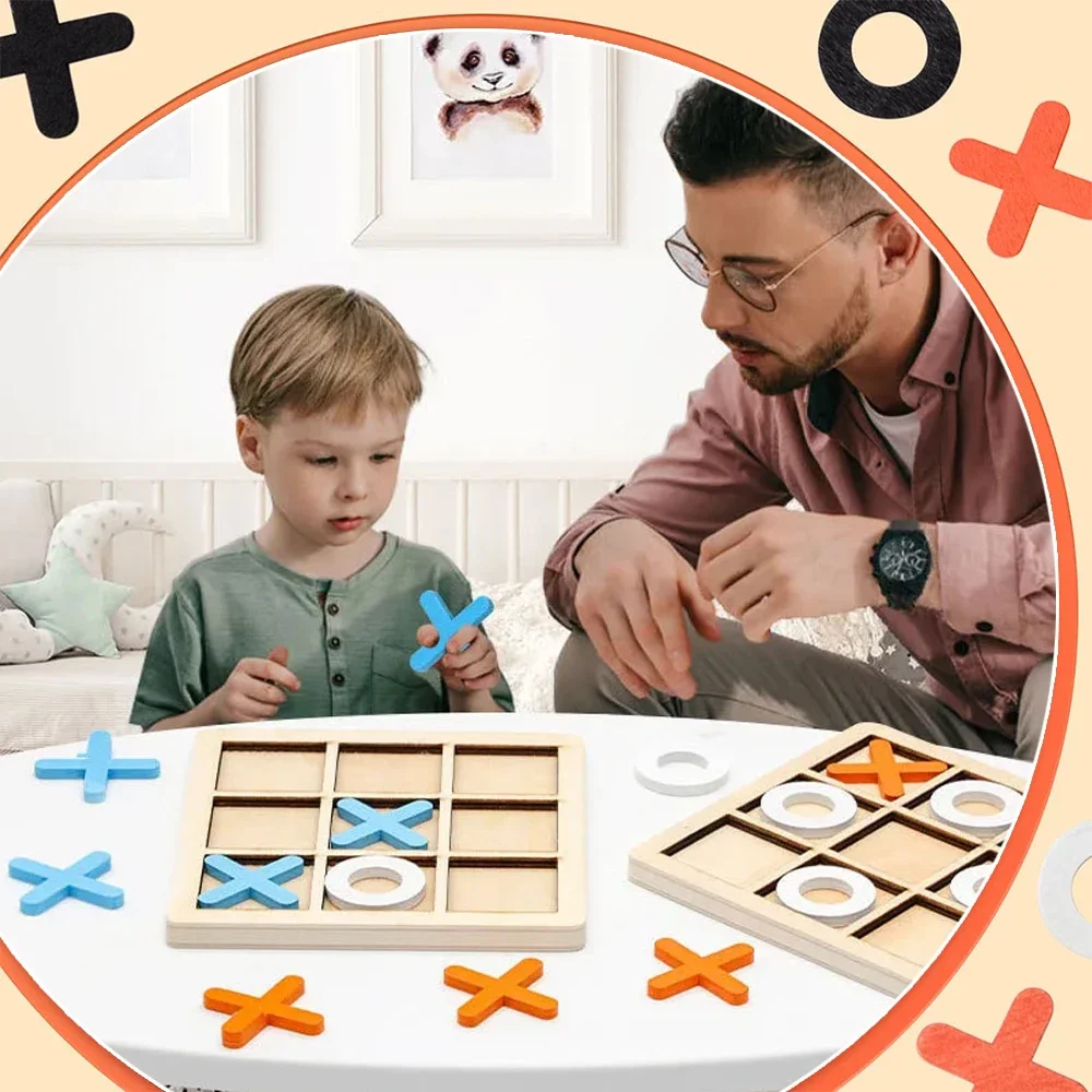 Wooden XO Tic Tac Toe Game Min - Kids Educational Game 3 ulasan dan harga