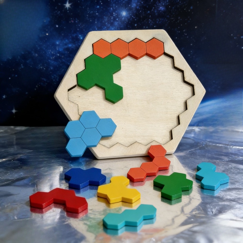 1pc Wooden Hexagon Puzzle for  - Kids Educational Game 3 ulasan dan harga