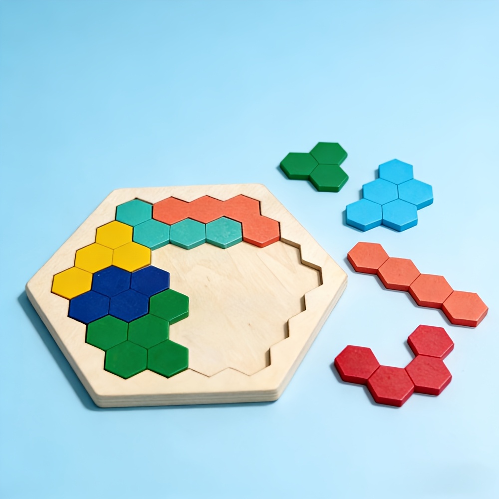 1pc Wooden Hexagon Puzzle for  - Kids Educational Game 3 ulasan dan harga