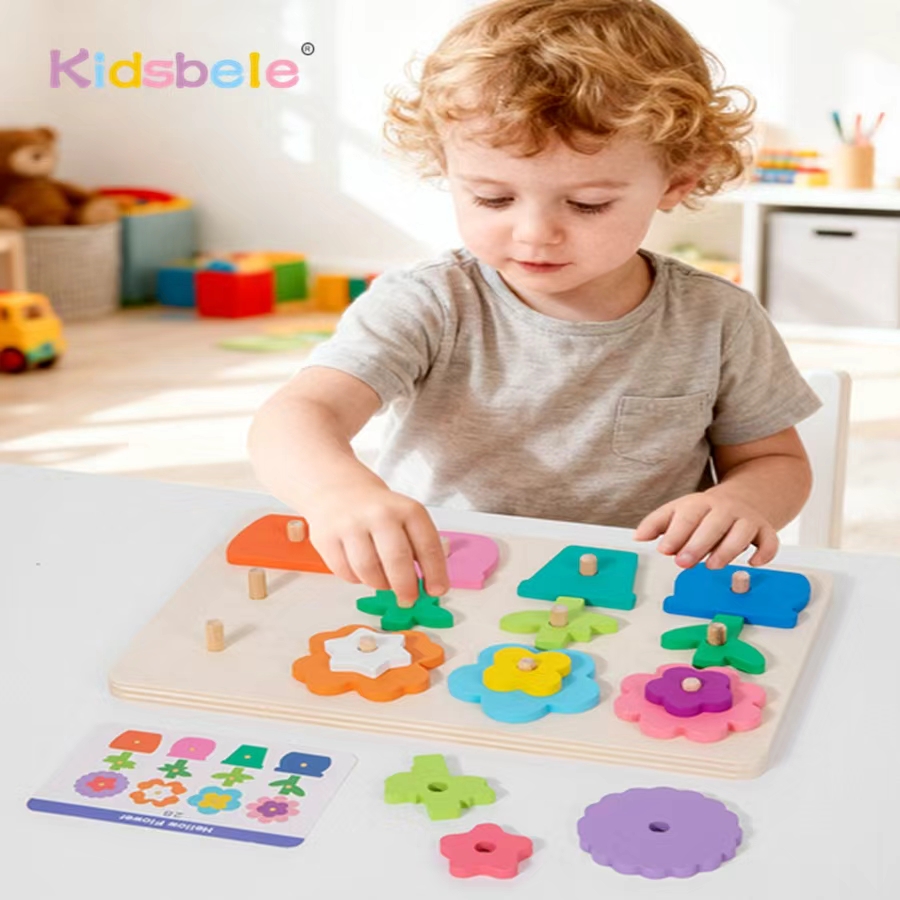 Montessori DIY Wooden Flower P - Kids Educational Game 3 ulasan dan harga