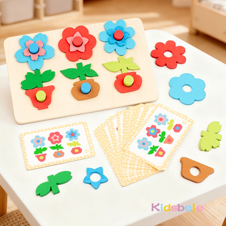 Montessori DIY Wooden Flower P - Kids Educational Game 3 ulasan dan harga