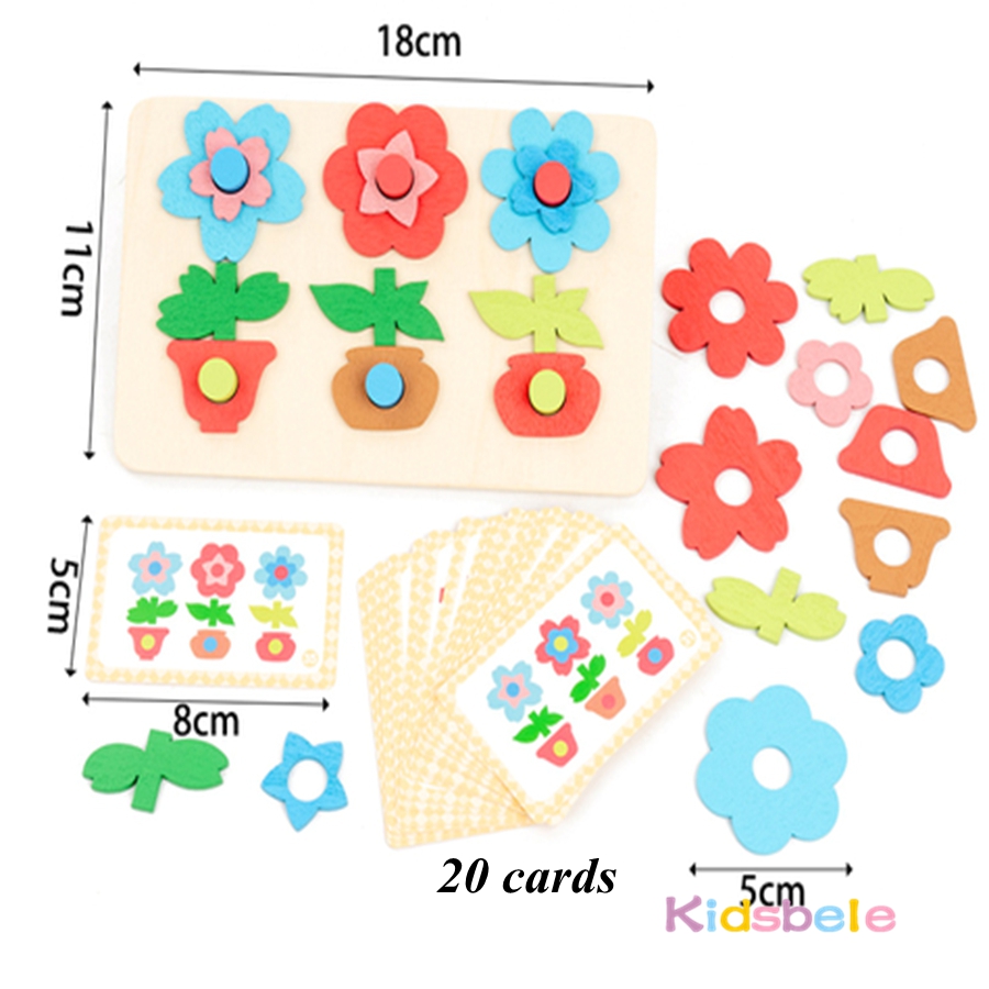 Montessori DIY Wooden Flower P - Kids Educational Game 3 ulasan dan harga