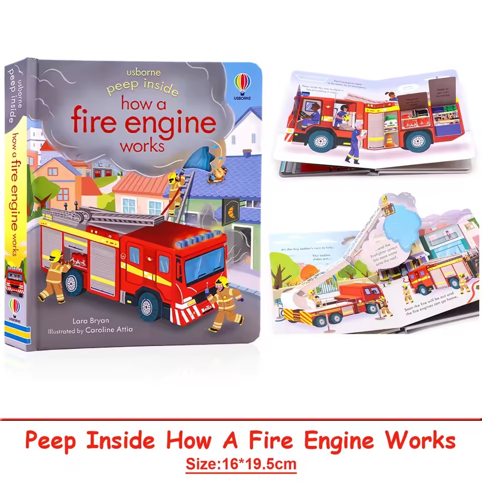 Usborne Peep Inside How A Fire - English Kids Education ulasan dan harga