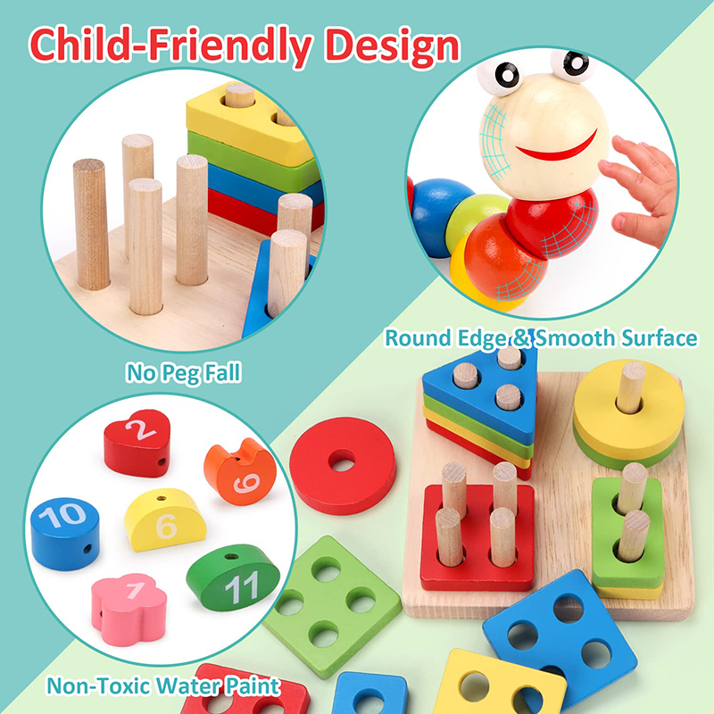 5-6pcs/set Montessori Wooden T - Kids Educational Game 3 ulasan dan harga