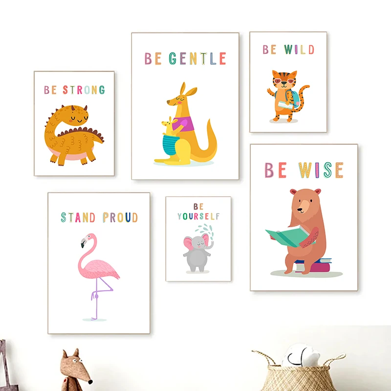 Canvas  Print Wall  Animals En - English Kids Education ulasan dan harga