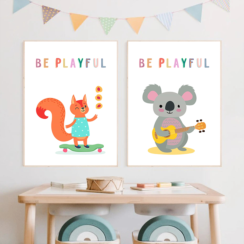 Canvas  Print Wall  Animals En - English Kids Education ulasan dan harga
